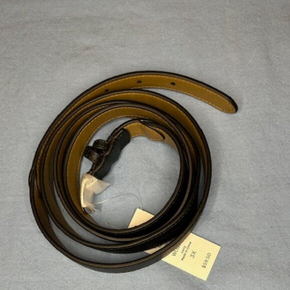 Talbots Plus Black Leather Skinny Belt Size 3X - Picture 2 of 5